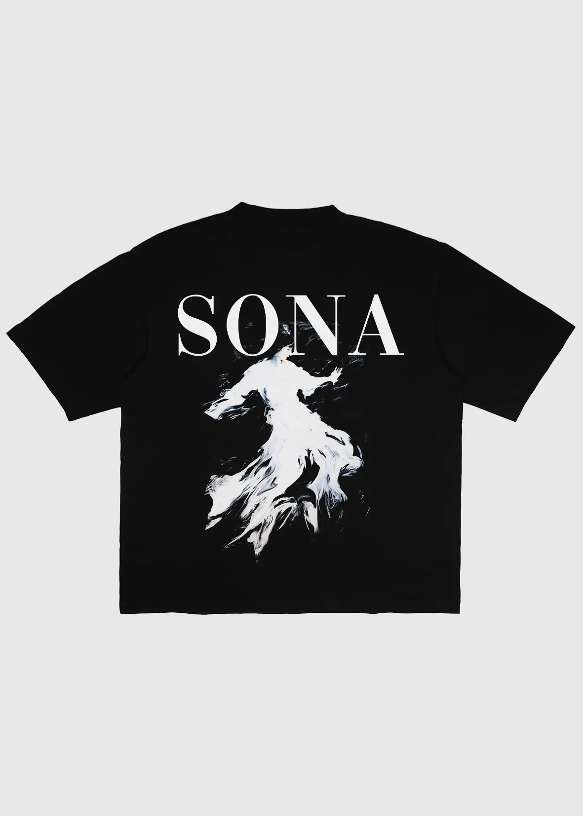 Sort Casual fit t-shirt med print på front