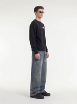 Sweatshirt med logo, herre - sort