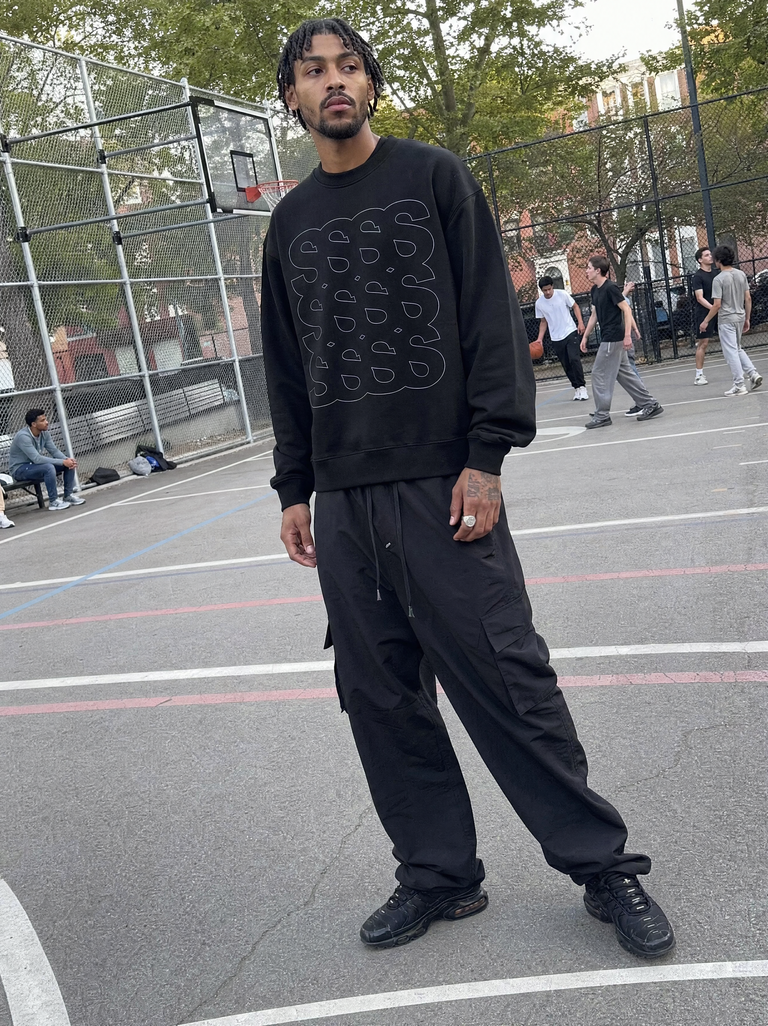 Sweatshirt Boxprint, Herrer - Sort
