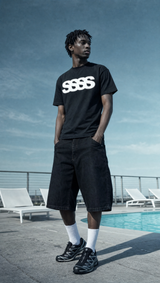 Slim Fit T-shirt SSSS, Herre - Sort