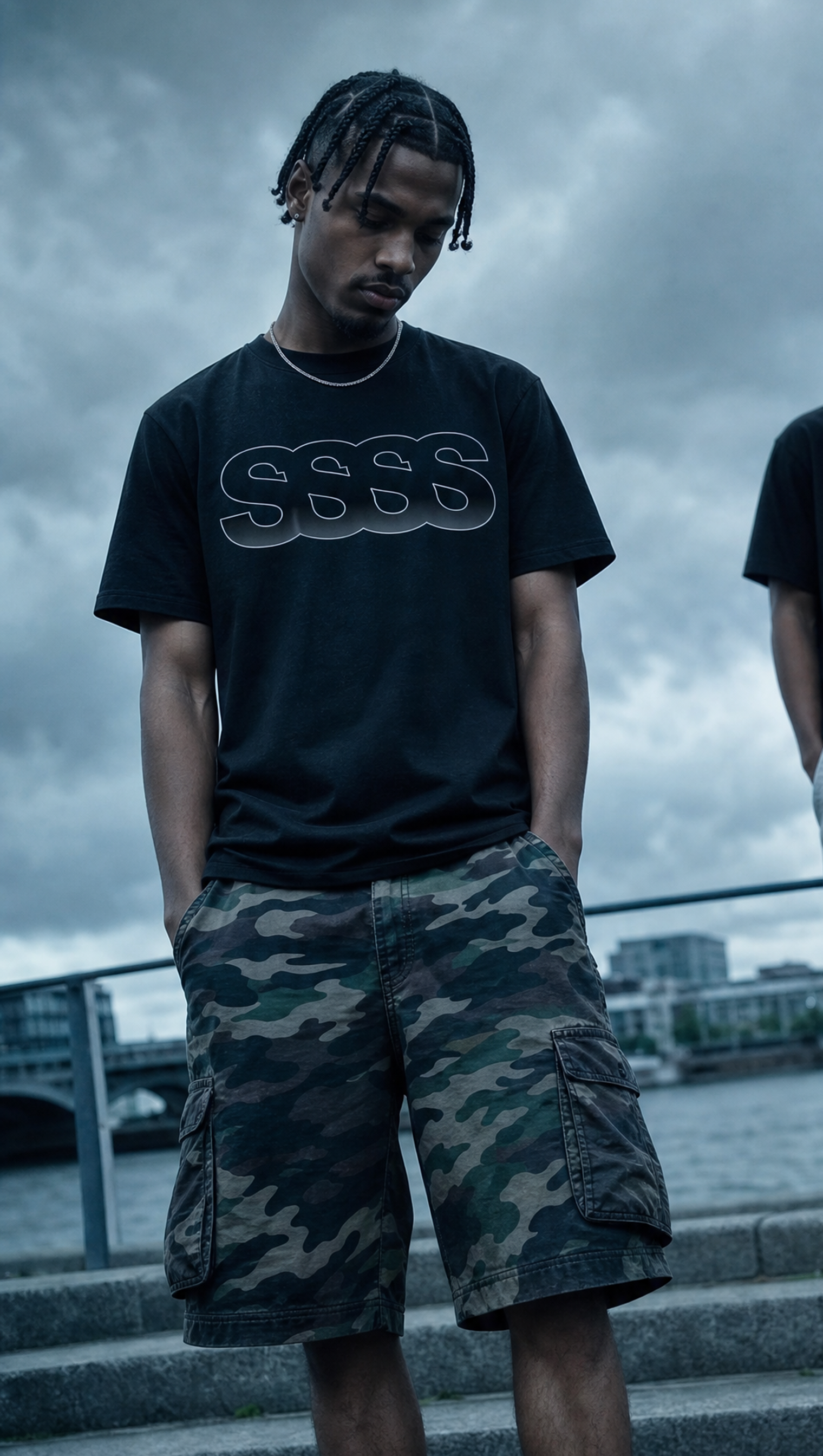 Slim fit T-shirt med graduering, Herre - Sort