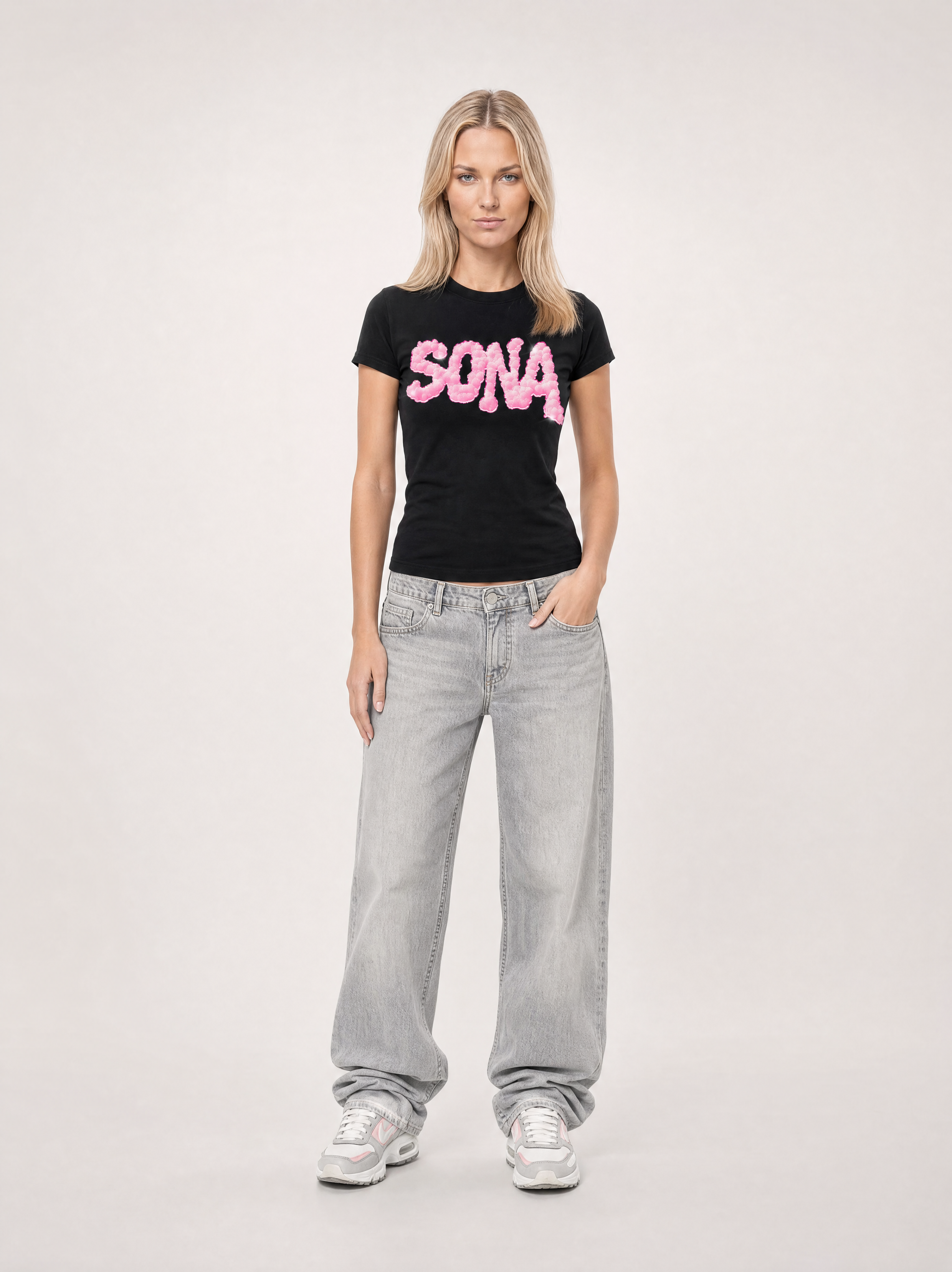 Kvinde T-shirt Pink Diamant - Sort