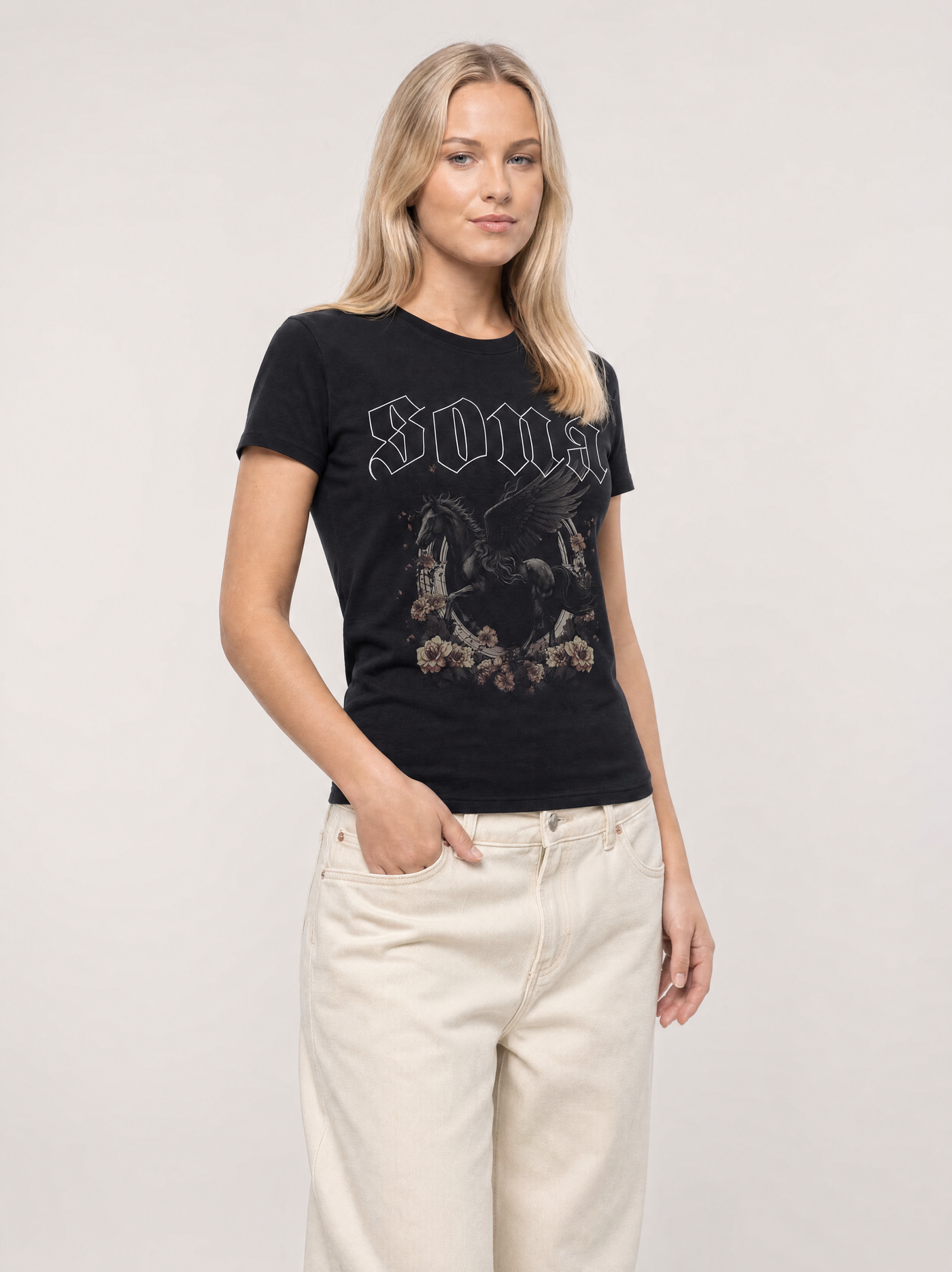 Kvinde T-shirt Pegasus - Sort