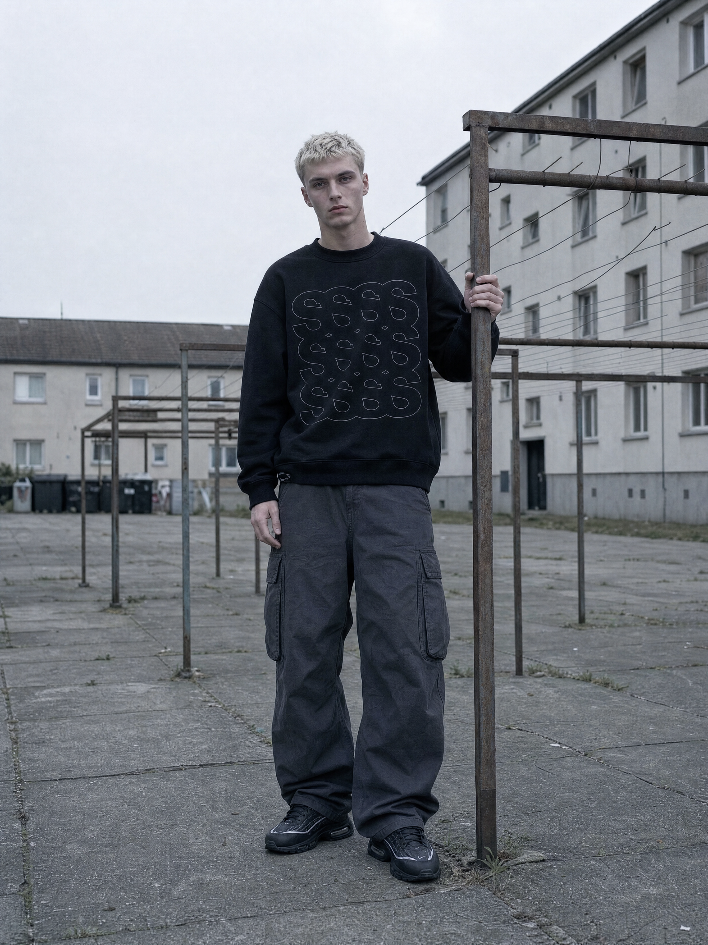 Sweatshirt Boxprint, Herrer - Sort