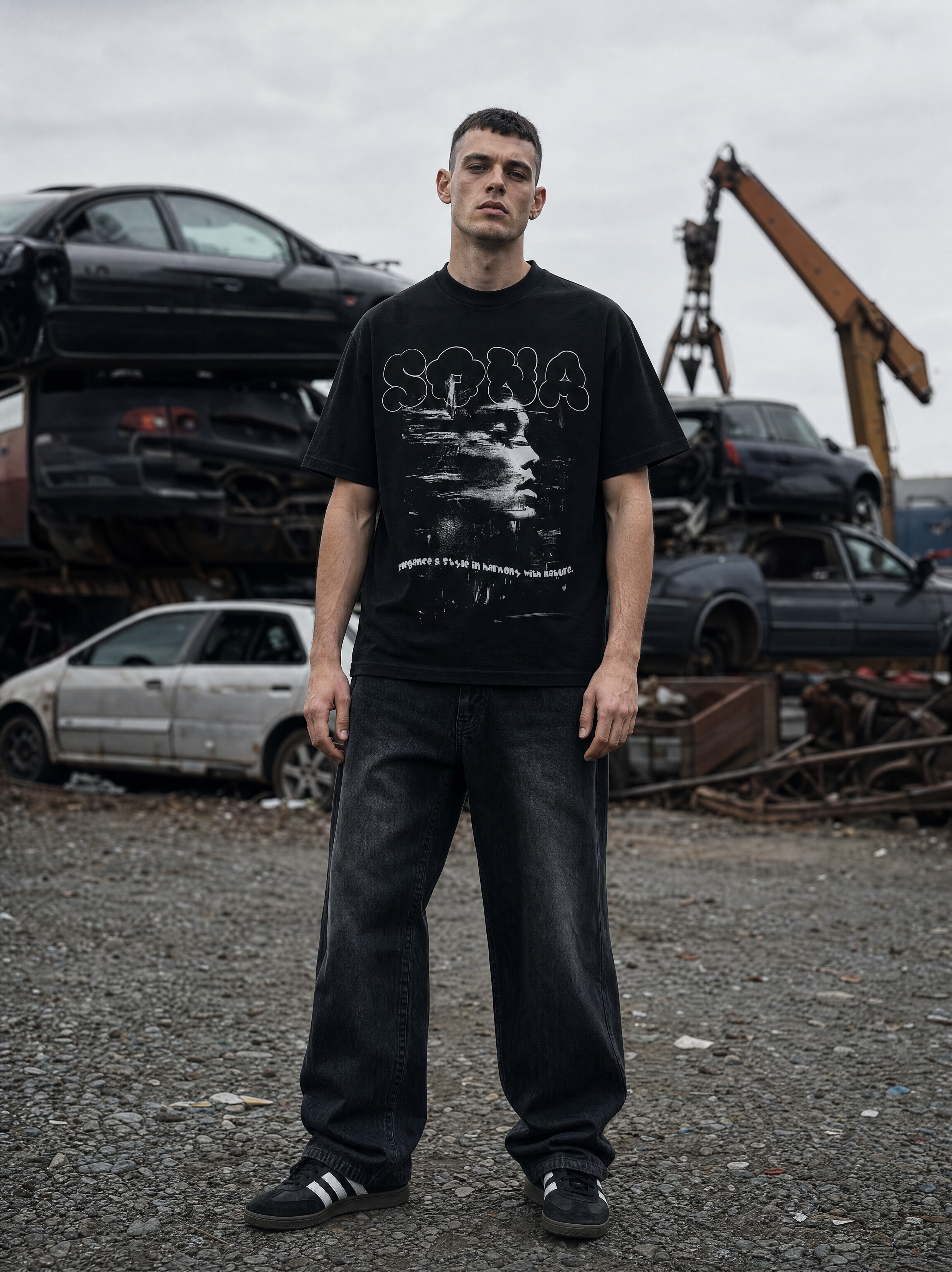 Casual T-shirt Mirrorman, Herre - Sort