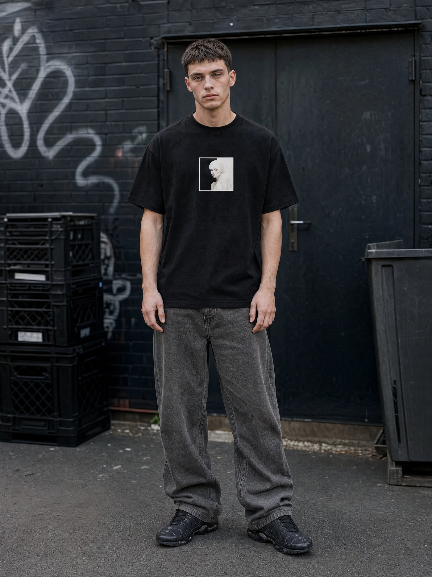 Slim Fit T-shirt Bangladesh, Herrer - Sort