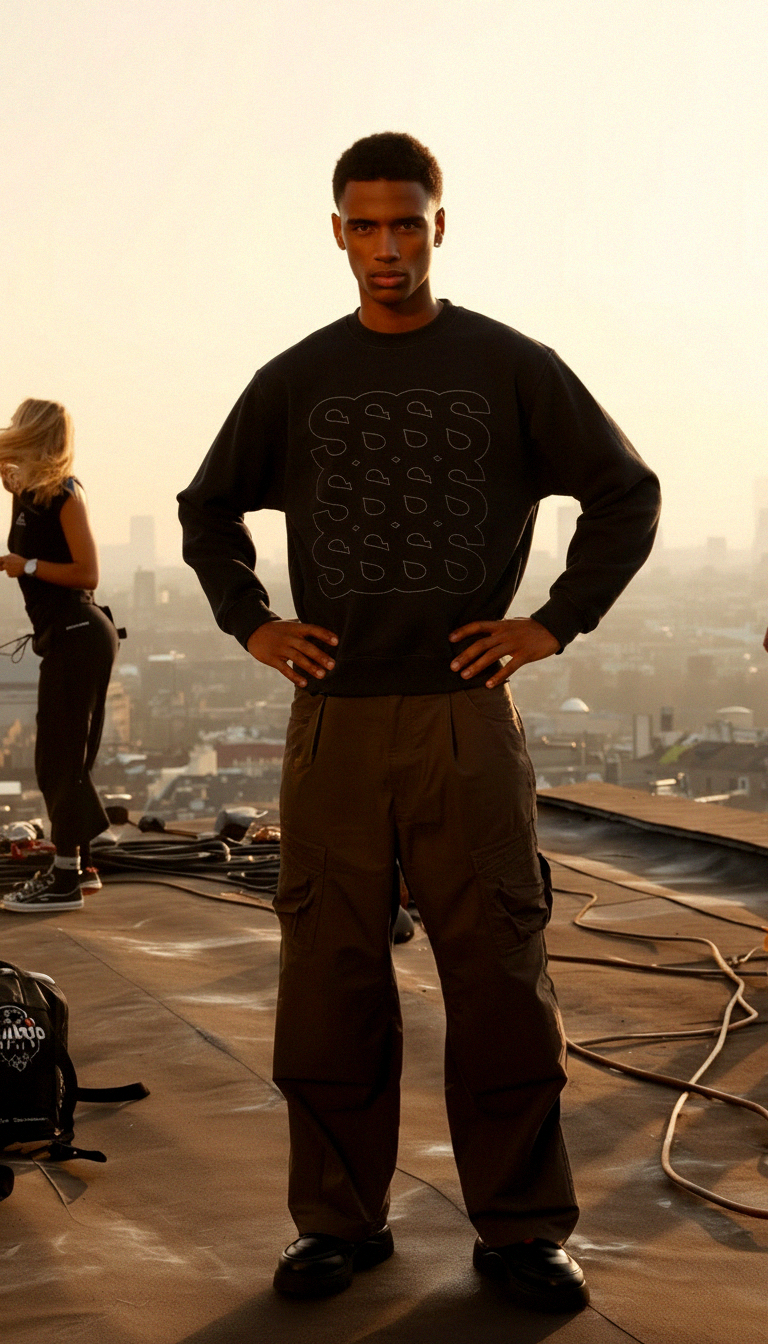 Sweatshirt Boxprint, Men - Black, Front