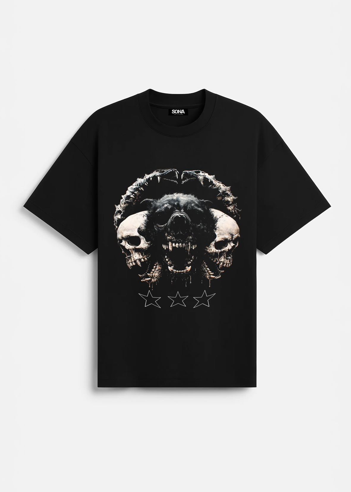 Casual T-shirt Skull&Dog, Herre - Sort