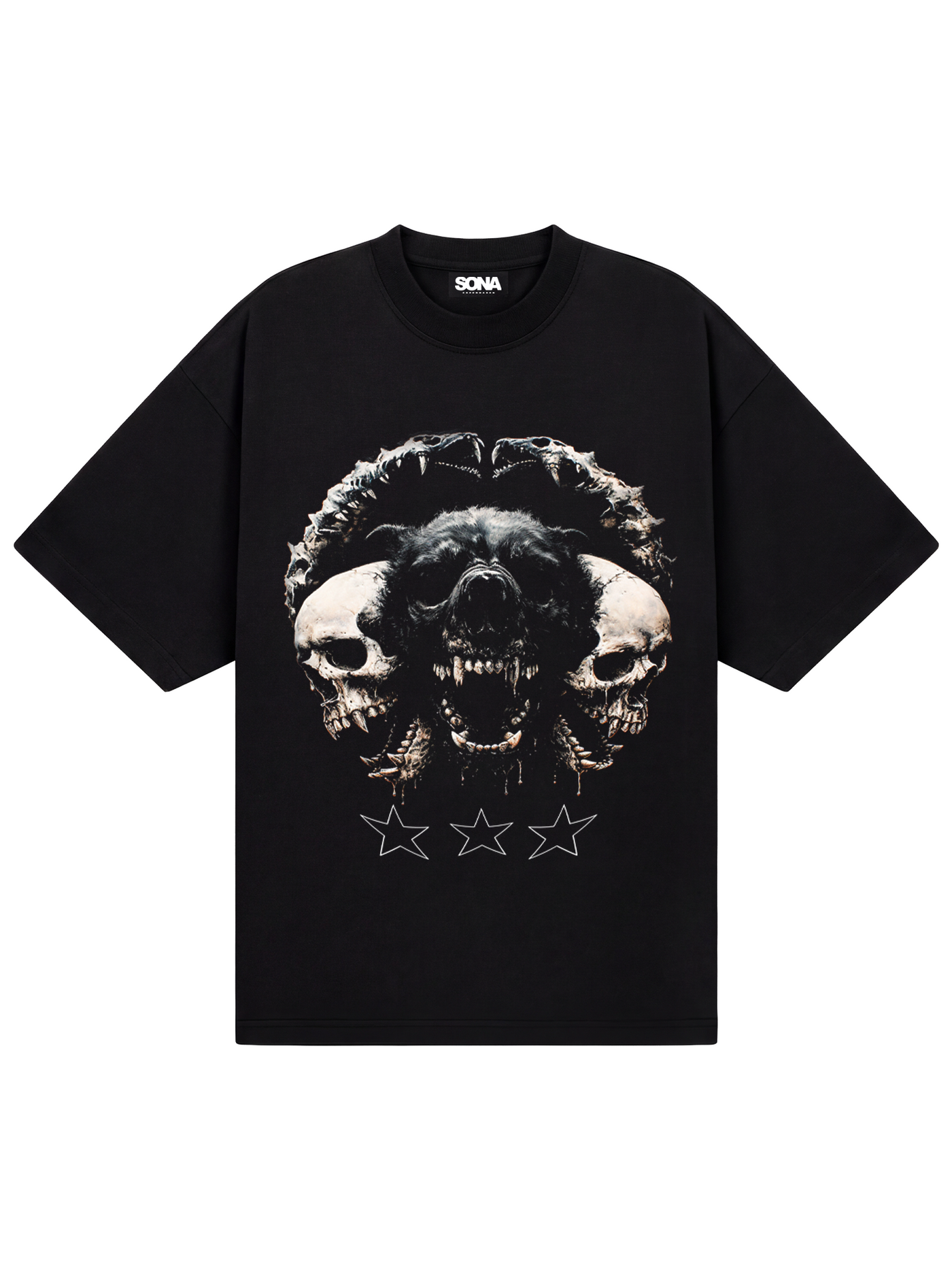 Casual T-shirt Skull&Dog, Herre - Sort