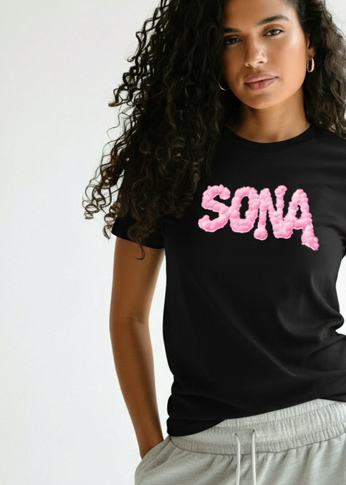 Kvinde T-shirt Pink Diamant - Sort