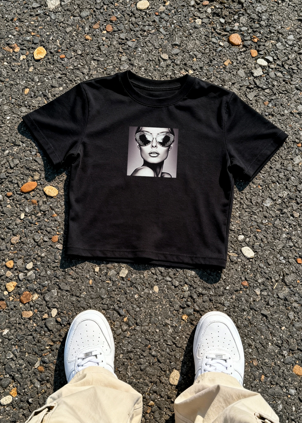 Crop top Kærlighed ved første blik, Dame - Sort