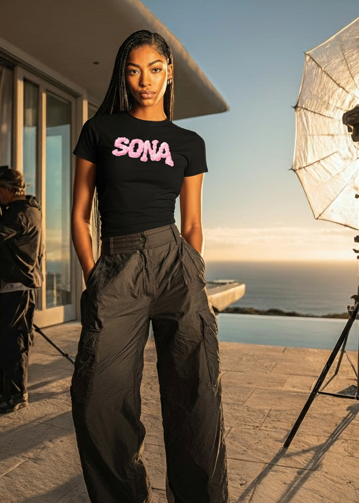 Kvinde T-shirt Pink Diamant - Sort