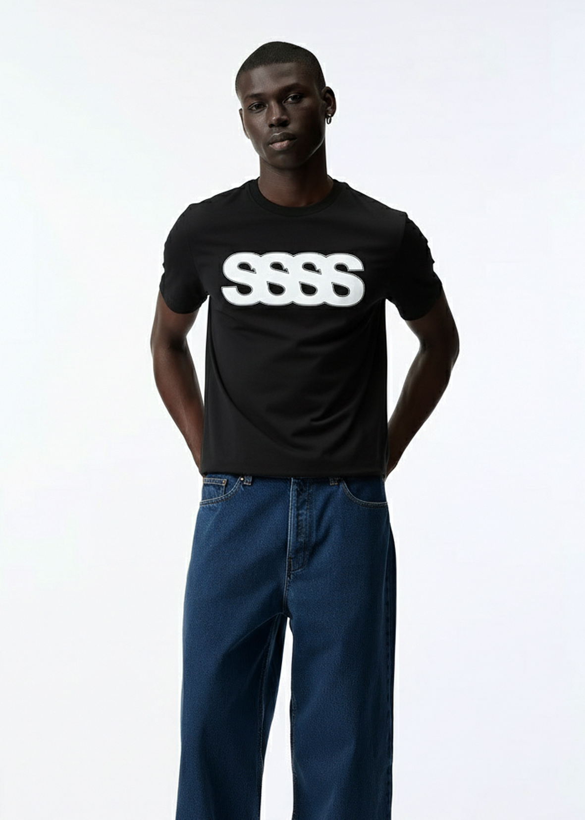 Slim Fit T-shirt SSSS, Herre - Sort