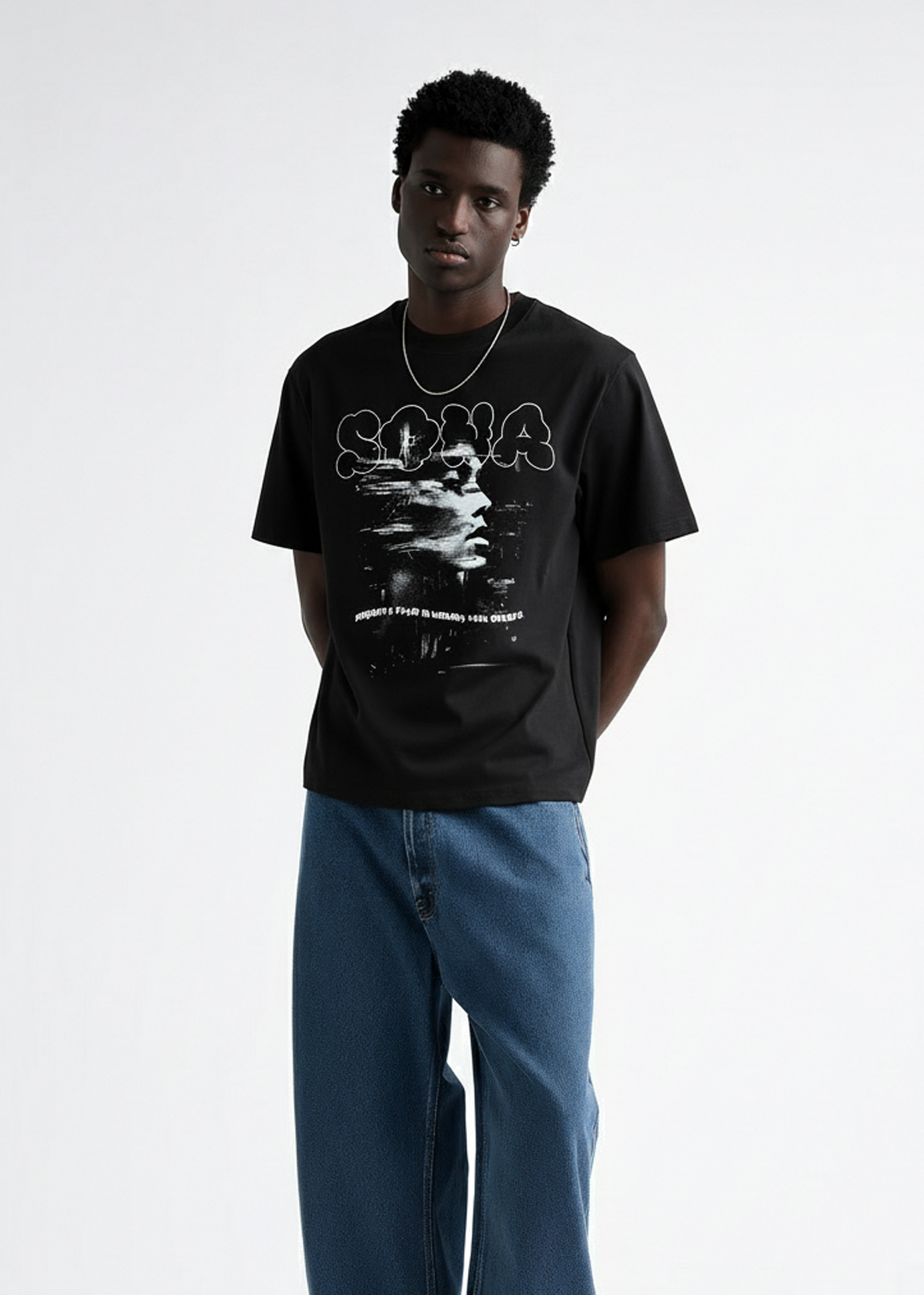 Casual T-shirt Mirrorman, Herre - Sort