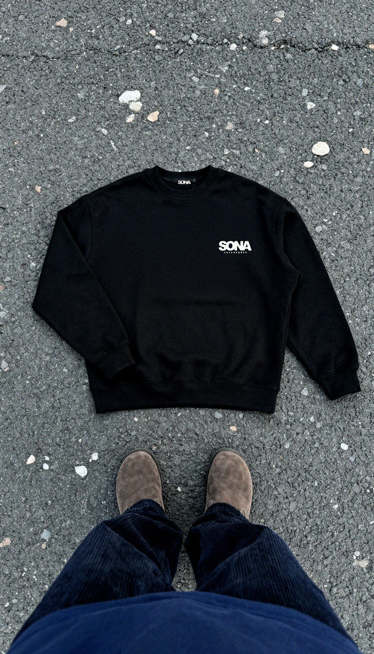 Sweatshirt med logo, herre - sort