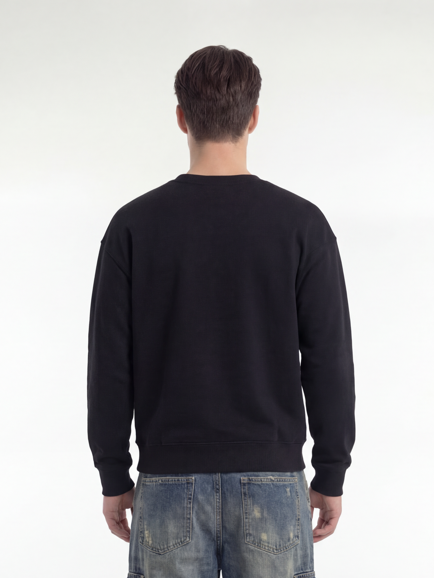 Sweatshirt med logo, herre - sort